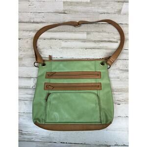 Bueno Green Faux Leather Crossbody Shoulder Bag Women Adjustable Strap Pockets